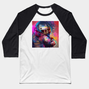 Colorful Astronaut in Space Baseball T-Shirt